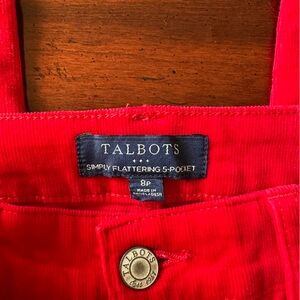 Talbots Red Corduroy Trousers 8 Petite